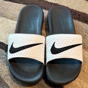 Nike Black and White Slide Sandals
